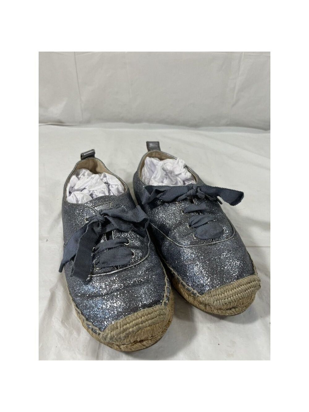 COACH Ramira Blue  Glitter Jute Lace Up Sneakers Women’s 6 B Casual Flats Shoes